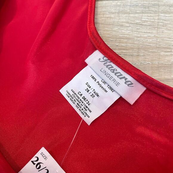 NWT Y2K Fashion Bug Red Silky Slip Dress Feather Trim Plus Sleepwear Lingerie - Picture 3 of 6